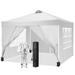 COBIZI 10 x 10 Adjustable Height Pop-up Canopy Tent Fully Waterproof Instant Outdoor Canopy Folding Shelter with 4 Removable Sidewalls Air Vent on The Top 4 Sandbags Carrying Bag White