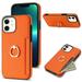 Allytech iPhone 11 Case with Ring Holder Slim Fit Cards Holder Cash Pocket Protective PU Leather TPU Shell Phone Case for Apple iPhone 11 - Orange