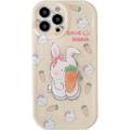 Yellow Bunny Phone Case Compatible with iPhone 14 Cute 3D Korea Lovely Rabbit Carrot Cartoon Case with Rabbit Hold Stand for Women Girls