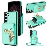 Allytech Wallet Back Case Cover for Samsung Galaxy S20 S20 Wallet Case With Shoulder Strap Stand Feature Cards Slots Wallet Case for Girls Women Shockproof Shell Case for Galaxy S20 - Mint