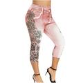 TIANEK Bootcut Jeans for Women Fashion Cropped Jeans for Women High Waist Stretchy Floral Printed Capri Denim Pants Relaxed Fit Motorcycle Jeans 2023