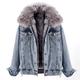 TinFrey Womens Plush Denim Jacket Faux Fur Thick Hood Parka Jacket Casual Outdoor Jacket Parka Peacoat Winter Faux Shearling Shaggy Coats Denim Jackets