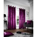 Artistic Fashionista Luxurious PLAIN CRUSHED VELVET Fully Lined Ring Top Eyelet CURTAINS Pair (Aubergine, 66" x 90")
