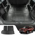 Bomely Fit 2014-2019 Toyota Highlander Trunk Mat Cargo Mat Cargo Liner Back Seat Cover Protector All Weather TPE Trunk Liner 2018 7 Seats Highlander Accessories (2014-2019 Trunk Mat with Backrest Mat)