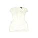 Banana Republic Cocktail Dress - Mini Crew Neck Short sleeves: White Print Dresses - Women's Size 00 Petite