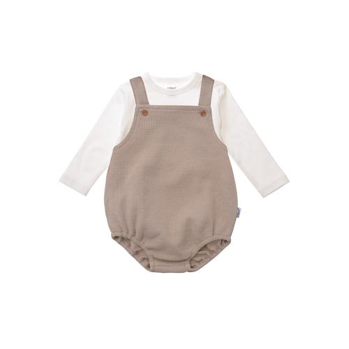 Strampler LILIPUT Gr. 62/68, EURO-Größen, beige (beige-weiß) Baby Overalls bestehend aus Latzshorts und Langarmshirt