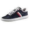Sneaker TOMMY HILFIGER "ESSENTIAL LEATHER CUPSOLE", Herren, Gr. 42, blau (dunkelblau, weiß), Leder, sportlich, Schuhe, mit typischen Streifen, Freizeitschuh, Halbschuh, Schnürschuh