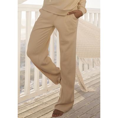 Sweatpants S.OLIVER, Damen, Gr. 44/46, N-Gr, beige (creme), Sweatware, Obermaterial: 100% Baumwolle, unifarben, Basic, bequem lang, Hosen, Sweathose mit seitlichen Taschen, Loungewear Image