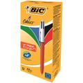 Bic 4 Colours Fine Ballpoint Pen 0.8mm Tip 0.30 Line Red/White Barrel Black/Blue/Green/Red Ink (Pack 12)
