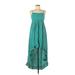 Jack by BB Dakota Casual Dress - High/Low Square Sleeveless: Teal Solid Dresses - New - Women's Size X-Small