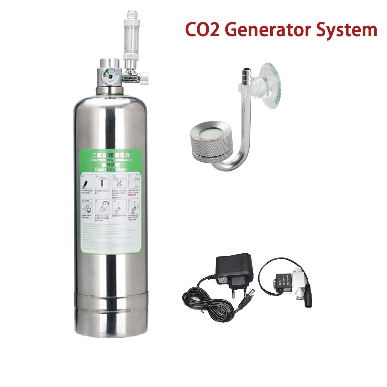 Aquarium CO2 Generator System Kit Edelstahl CO2 Zylinder Generator System Kohlendioxid Reaktor Kit für Pflanzenfische Image