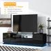 Black Modern TV Stand with Tempered Glass, LED Color Changing Lights and Ample Storage Space for TVs Up to 70"