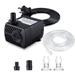 CWKJ Fountain Pump 80GPH(4W 300L/H) Submersible Water Pump Durable Outdoor Fountain Water Pump with 4.9ft Tubing (ID x 1/3-Inch) 3 Nozzles for Aquarium Pond Fish Tank Water Pump Hydroponics