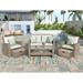 4 Piece All-Weather Wicker Sectional Sofa with Ottoman and Cushions