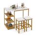 Costway 3PCS Bar Table Set Kitchen Counter Height Table 2 Stools Space - See Details