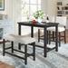 Rustic Wooden 4-Piece Counter Height Dining Table Set with Upholstered Bench