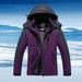 AXXD Jackets For Women Casual Warmcoat Cycling Windproof Outdoor Sprint Thickened Plus Size With Hooded Coat Purple Size L(Us:8)