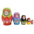 NUOLUX 5pcs Lovely Ice Cream Printed Little Belly Girl Russian Nesting Dolls Handmade Wooden Matryoshka Toys Colorful Wood Baby Doll Toy Gift for Kids