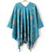 Winter Blue Shawl Sweater Poncho Cardigans Knitted Capes Women Coat Scarf
