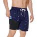 Mens Trunks Mens Board Shorts Swimwear Mens Swim Trunks with Compression Liner Fishbone navy blue M