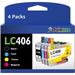 LC406 LC 406 406 Ink Palmtree LC406XL Ink Cartridge Replacement for Brother LC406 XL LC 406 LC406XL to use with Brother MFC-J4335DW MFC-J6955DW MFC-J5855DW Printer (Black Cyan Magenta Yellow)