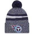 Youth New Era Navy Tennessee Titans 2023 Sideline Cuffed Knit Hat With Pom
