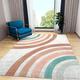 Geometric Rainbow Area Rugs Modern Boho Abstract Indoor Non-Slip Kids Rug Upholstery Rug With Non-Slip Backing For Kids Boys Girls Bedroom Living Room Dining Room 5 3 x 6 7