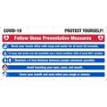 National Marker Mesh Banner COVID-19 Preventative Measures 6 x 12 Blue/Red/White/Black (BT61)