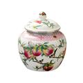 Porcelain Temple Jar Ceramic Ginger Jar Tea Canister Food Storage Jar Floral Arrangement Flower Vase for Desktop Home Dining Room Decoration 1200ML