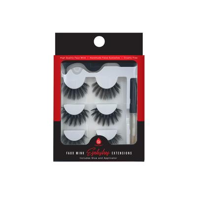 Plus Size Women's Faux Mink Style False Eyelashe Extensions by Pursonic in 3 Pair