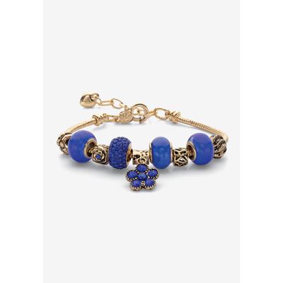Women's Goldtone Antiqued Charm Bracelet (10Mm), Round Simulated Birthstone 8 Inches by PalmBeach Jewelry in September