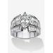 Women's 7.87 Tcw Marquise-Cut Cubic Zirconia Platinum-Plated Engagement Anniversary Ring by PalmBeach Jewelry in Silver (Size 9)
