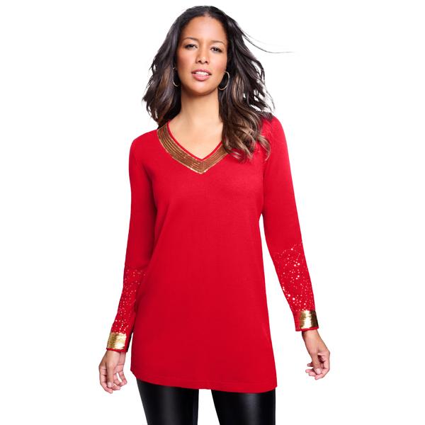 plus-size-womens-sequin-pullover-sweater-by-roamans-in-red-boarder-sequin--size-12-/