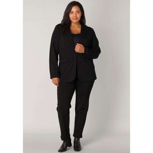 Jerseyblazer BASE LEVEL CURVY Gr. 48, schwarz Damen Blazer mit Taschenklappen