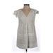 Maeve by Anthropologie Casual Dress - Mini V Neck Short sleeves: White Print Dresses - Women's Size X-Small