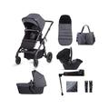 Silver Cross - Coast Pushchair & Dream i-Size Car Seat - Travel System - Multi-Terrain Pram - Easy Action Fold & Multi-Height Handle Bar - Footmuff & Changing Bag - Newborns to 4 Years - Flint