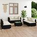 Walmeck 7 Piece Garden Set with Cushions Poly Rattan Black