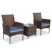 Aura 3 Piece Porch Rattan Furniture Set - 2 Sturdy Chairs With a Squire Coffee Table - Grey
