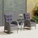 Walmeck 3 Piece Patio Bistro Set Poly Rattan Gray