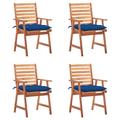 Walmeck Patio Dining Chairs 4 pcs with Cushions Solid Acacia Wood