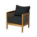 GDF Studio The Crowne Collection Outdoor Acacia Wood Club Chair with Optional Sunbrella Cushions Teak Canvas Black