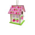 TERGAYEE Wooden Birdhouse Decoration Hand Painted Crafts Graffiti Bird House Chic Birdhouse with strawberry Garden Tree Outdoor Decoration wooden bird decor for home