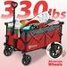 Sekey Heavy Duty Foldable Wagon with 330 LBS Weight Capacity 220L Collapsible Folding Utility Garden Cart with Big All-Terrain Beach Wheels & Drink Holders Red