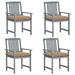 Walmeck Patio Chairs with Cushions 4 pcs Gray Solid Acacia Wood