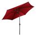 10FT Patio Umbrella Portable Market Umbrella with Tilt Adjustment Multifunctional Sun Shade Umbrella with Hand Crank Red