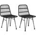 patio chairs 2 pcs patio dining chair set of 2 all-weather woven rattan wicker chair for outdoor balcony lawn backyard pool black pe rattan