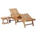 Htovila Sun Lounger with Table and Cushion Solid Teak Wood