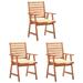 Irfora Patio Dining Chairs 3 pcs with Cushions Solid Acacia Wood