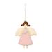 Farfi Christmas Pendant Realistic Look with Lanyard Scene Layout Wooden Hanging Xmas Angel Girl Pendant for Christmas (Pink)