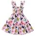 KAWELL Toddler Girl s Summer Dress Boho Ruffle Hem High Waist Dress Casual Swing Sundress